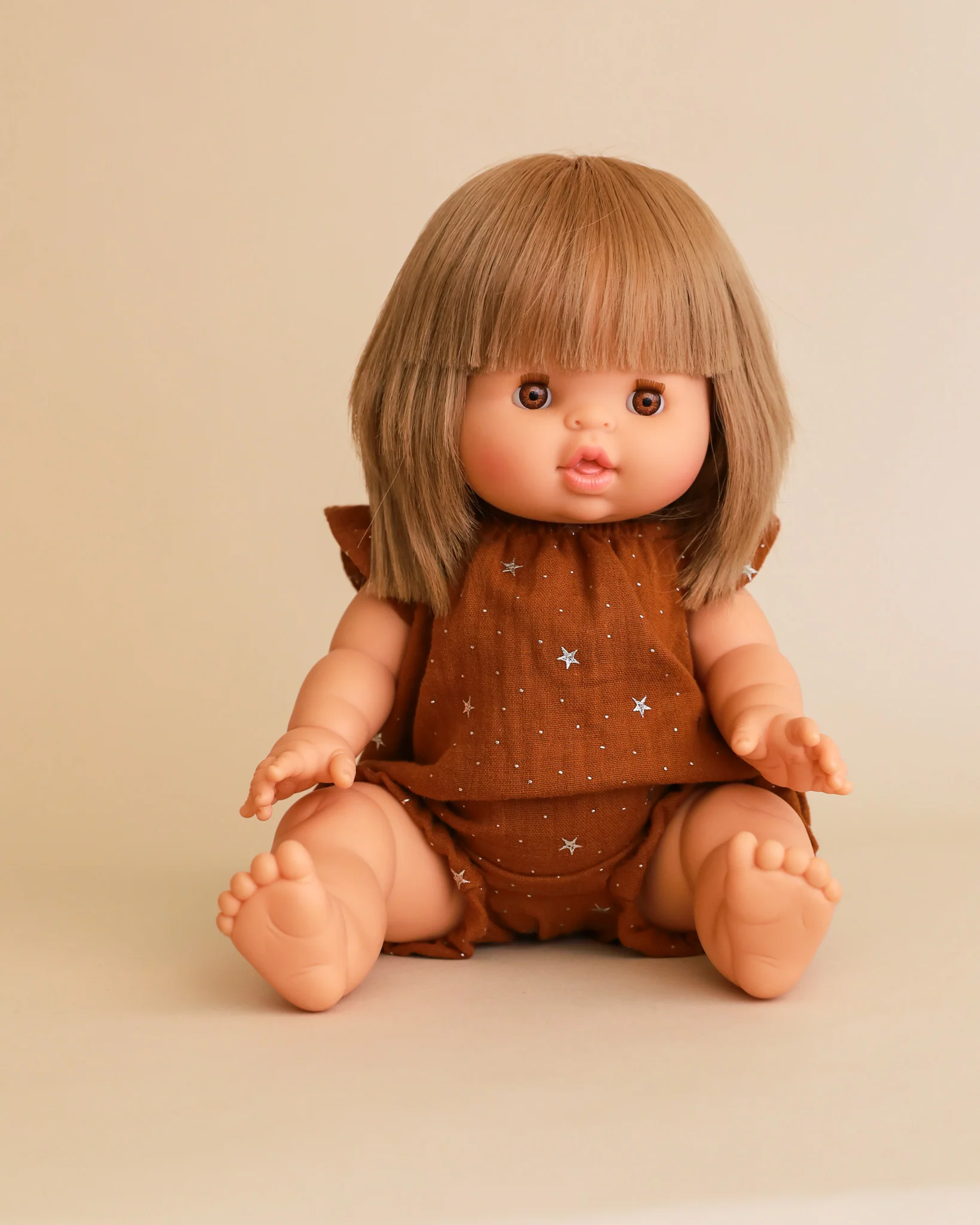 Minikane Doll Clothes | Doll Muslin Romper - Toffee Stars - Image 5