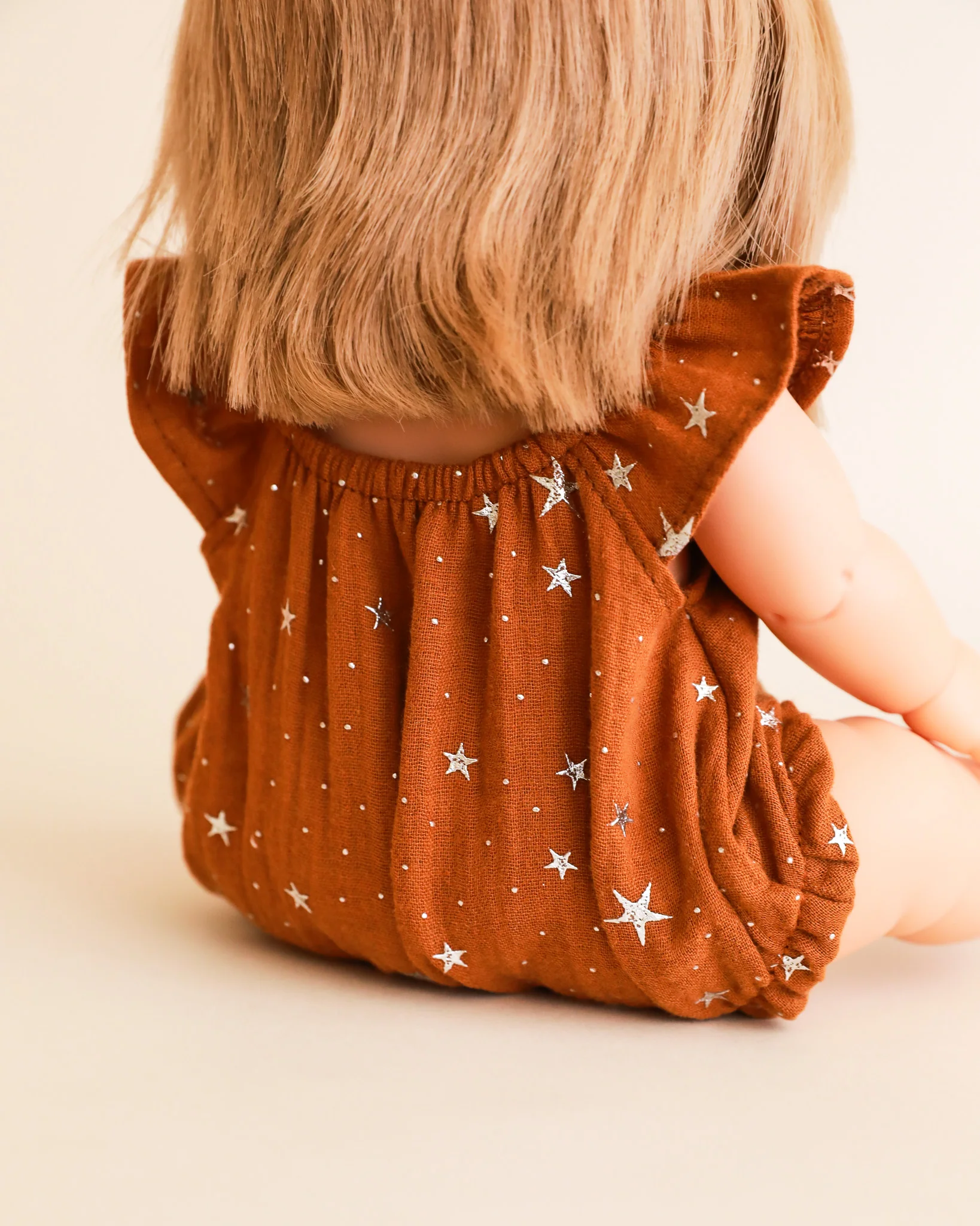 Minikane Doll Clothes | Doll Muslin Romper - Toffee Stars - Image 6