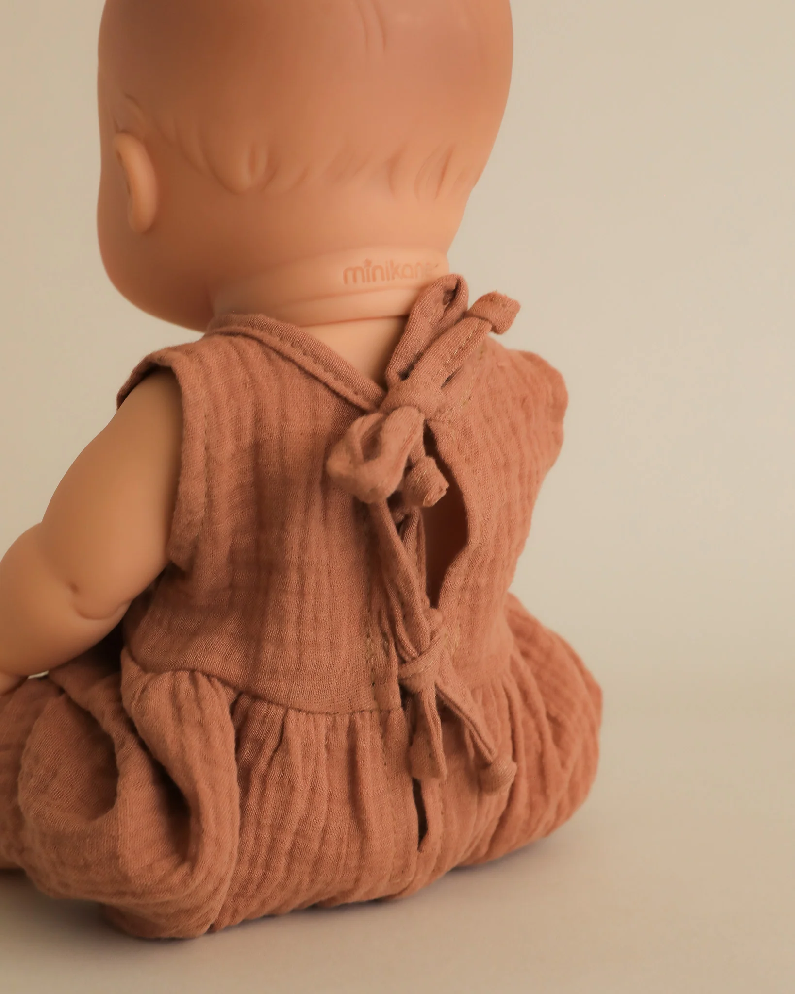 Minikane Doll Clothes | Doll Retro Muslin Romper - Brown - Image 4