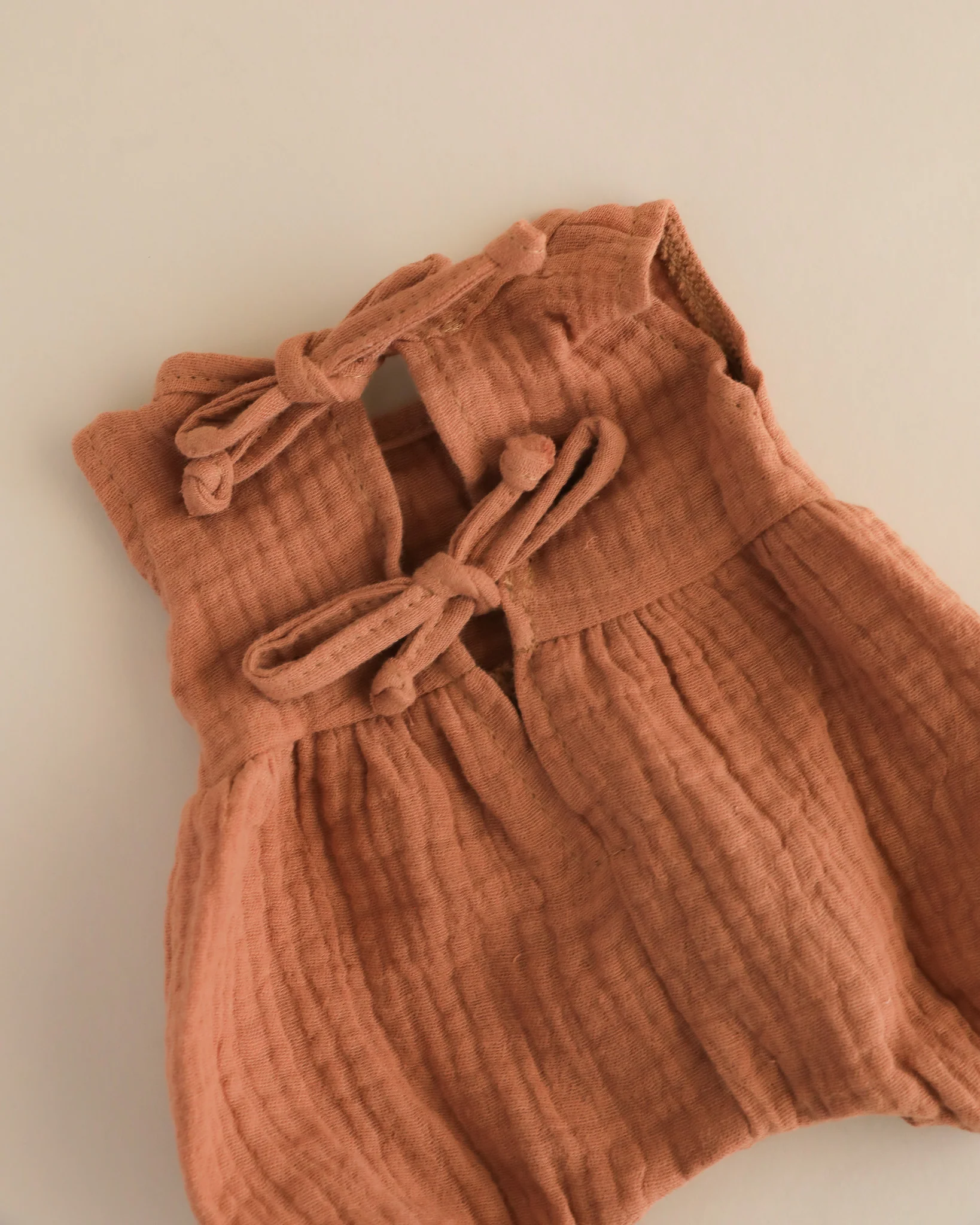Minikane Doll Clothes | Doll Retro Muslin Romper - Brown - Image 5