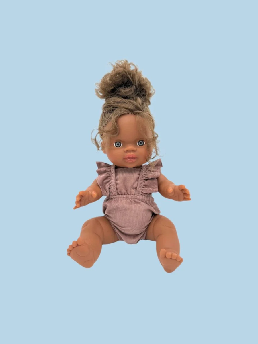 Minikane Doll Clothes | Doll Retro Romper - Chestnut - Image 4
