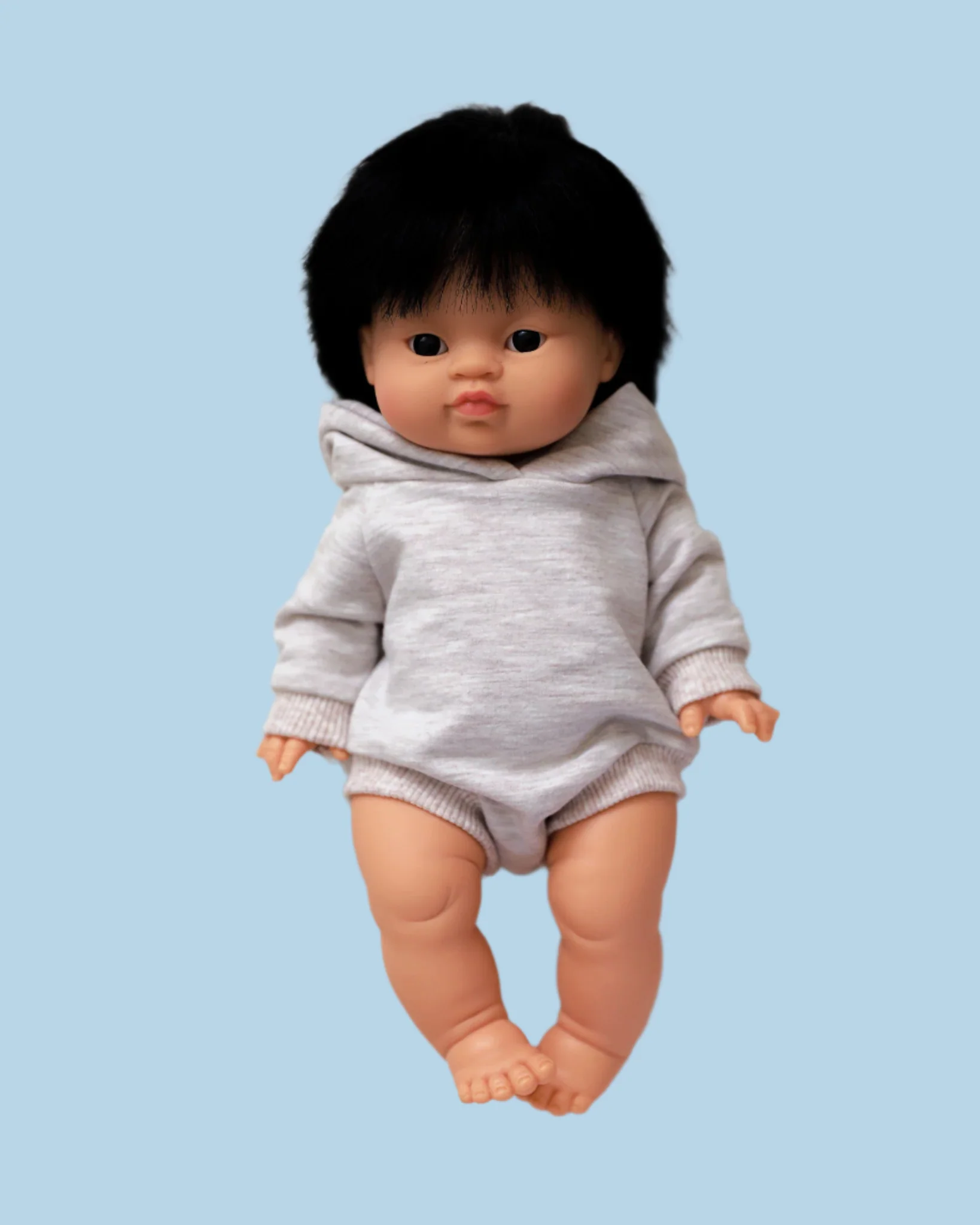 Minikane Doll Clothes | Doll Sweatshirt Jumpsuit w/ Hoodie - Grey - Image 4