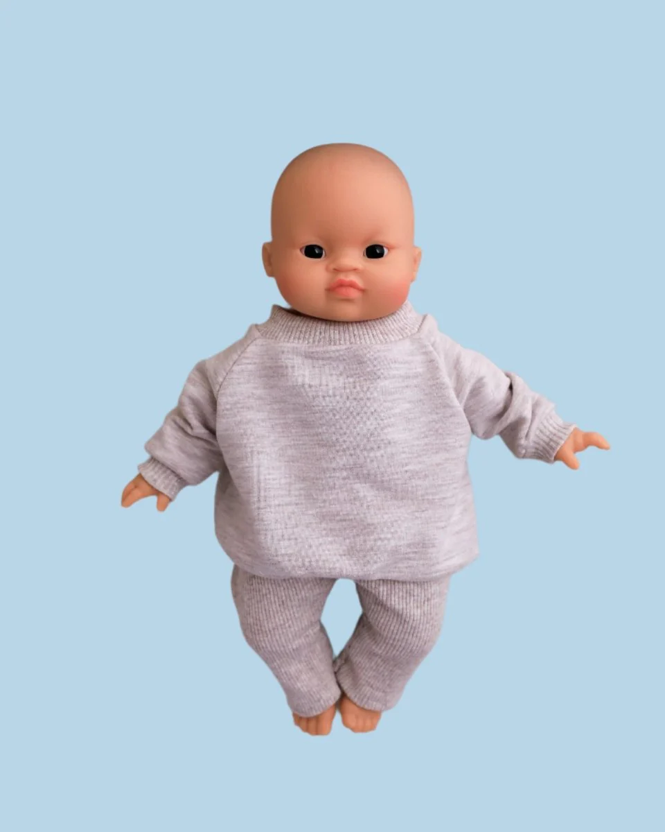 Minikane Doll Clothes | Doll Sweatshirt Set - Beige (11" & 13" dolls) - Image 2