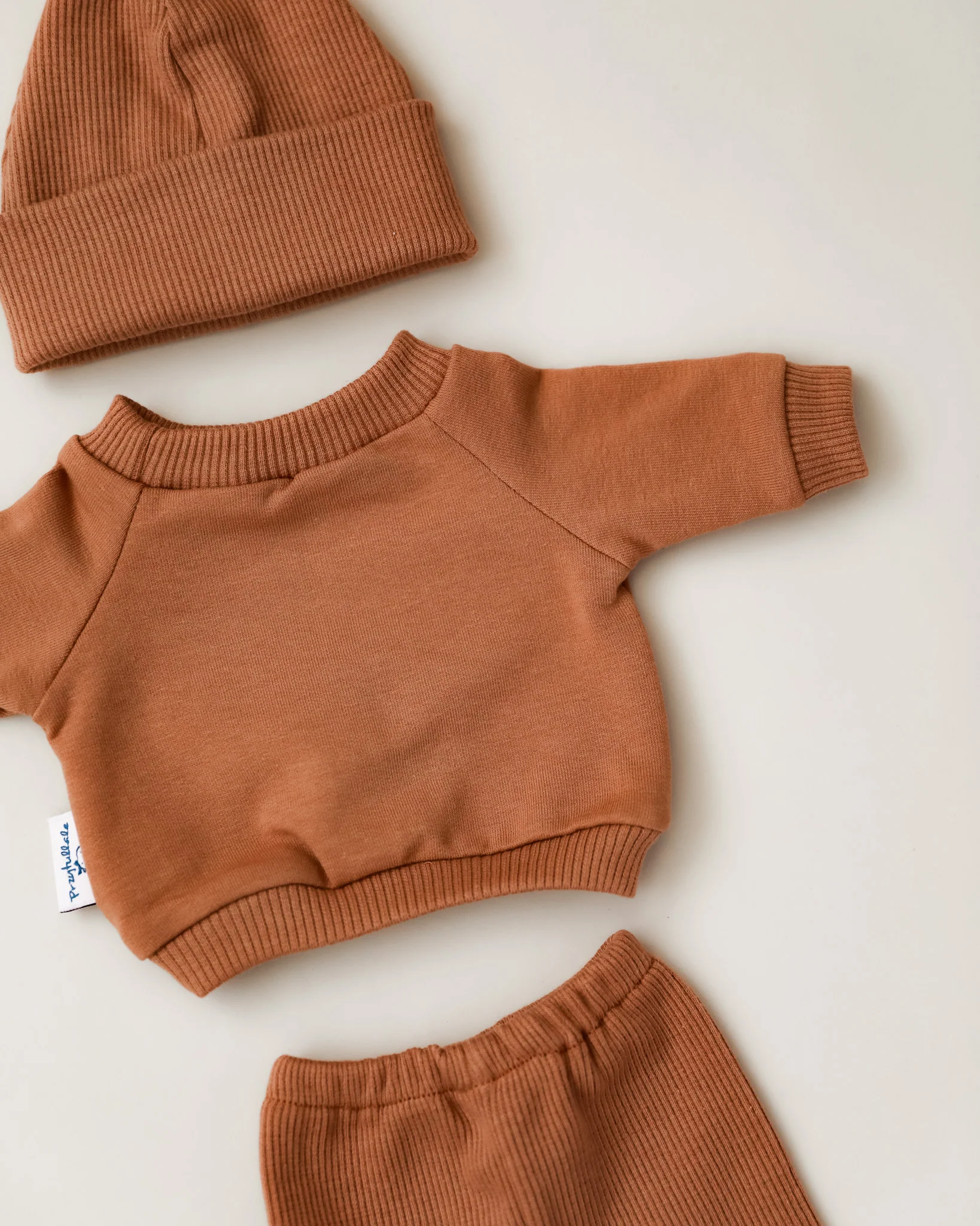 Minikane Doll Clothes | Doll Sweatshirt Set w/ Beanie - Brown - Image 3