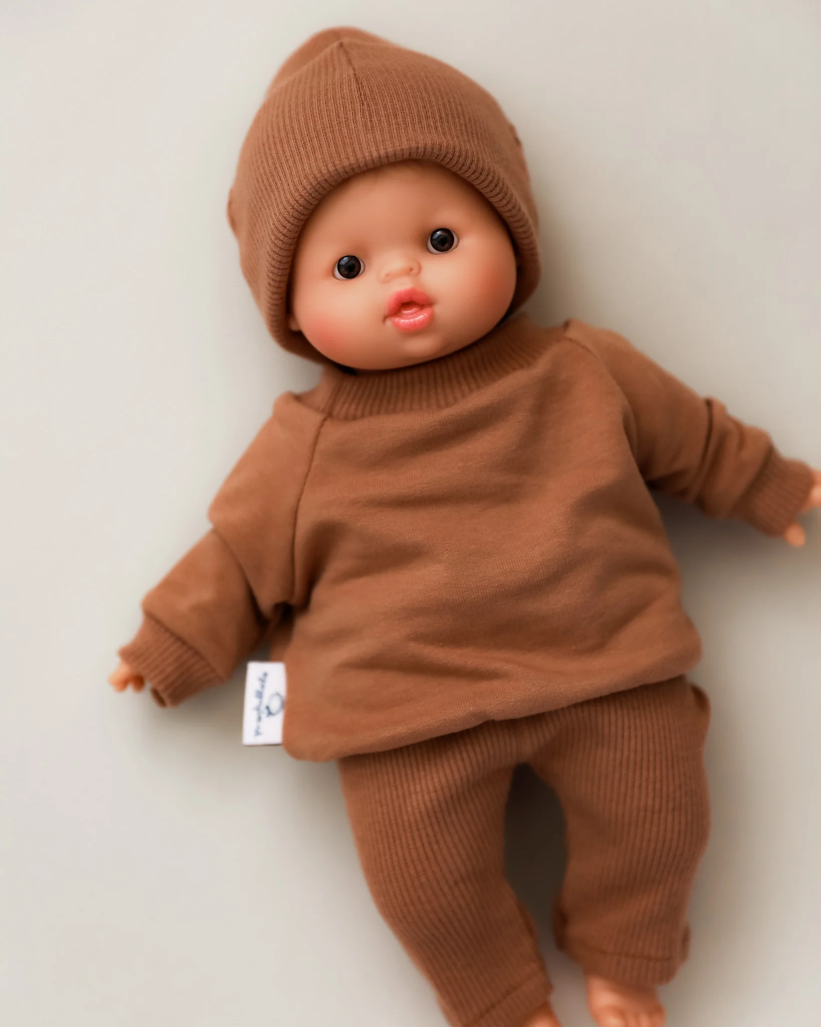 Minikane Doll Clothes | Doll Sweatshirt Set w/ Beanie - Brown - Image 4