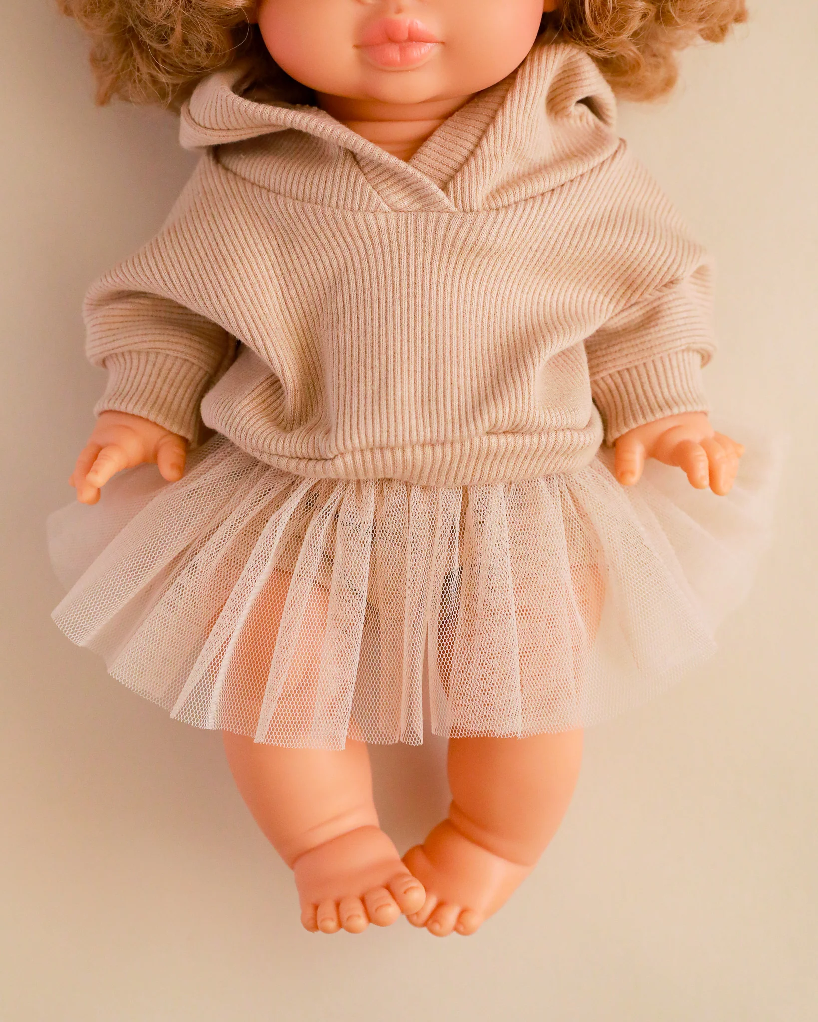 Minikane Doll Clothes | Doll Sweatshirt Tutu Set - Beige - Image 2