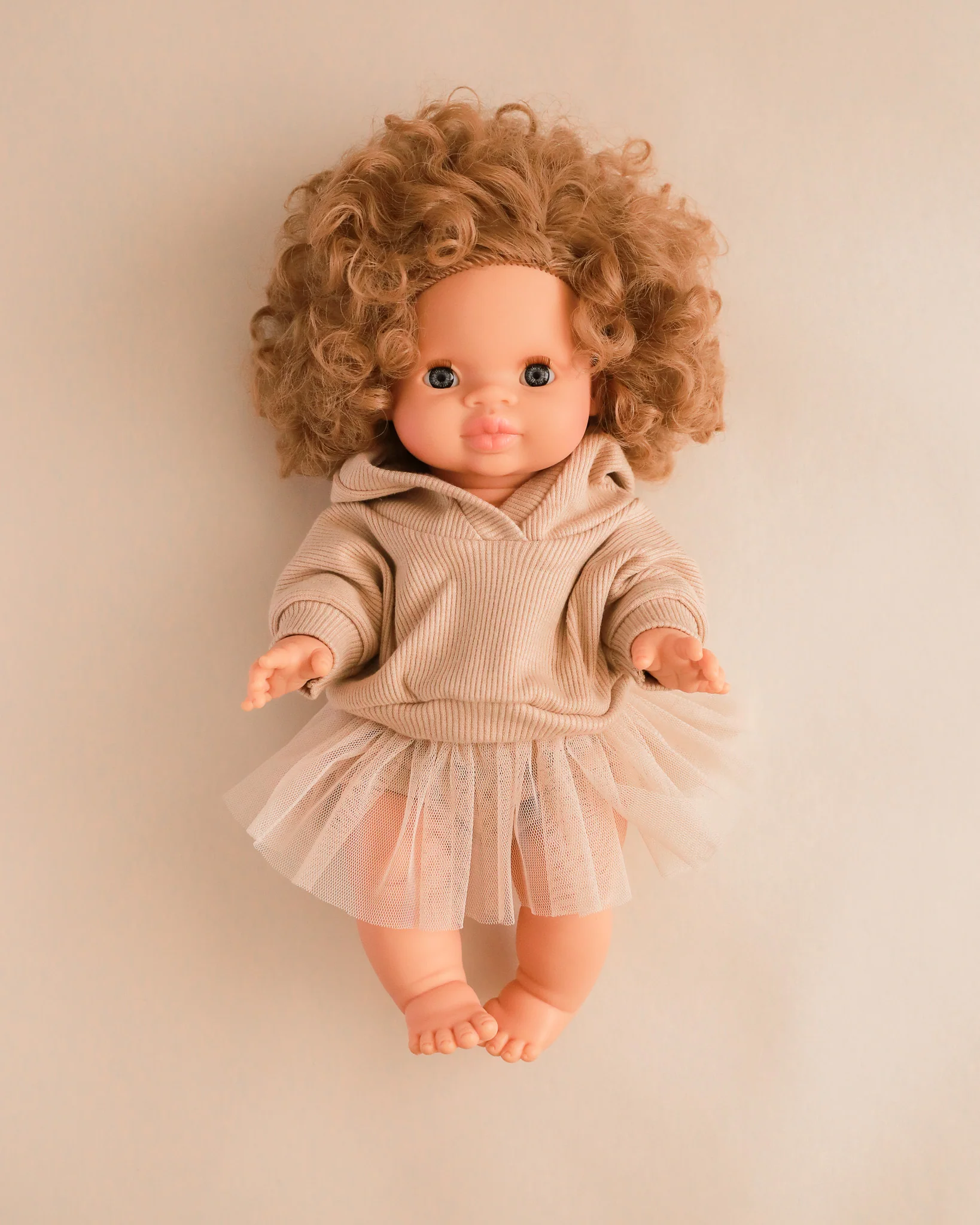 Minikane Doll Clothes | Doll Sweatshirt Tutu Set - Beige - Image 3