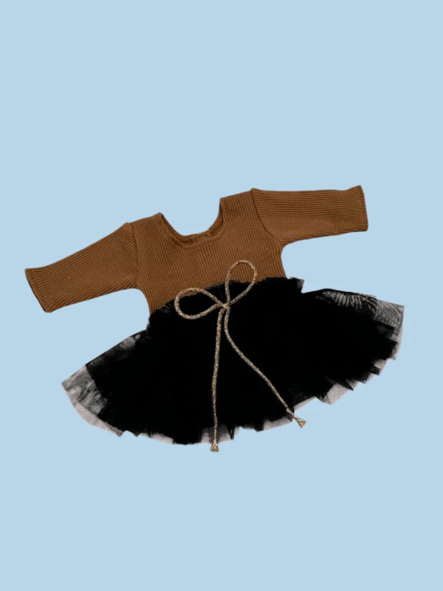 Minikane Doll Clothes | Doll Tutu Bodysuit - Espresso Noir (11" & 13" dolls) - Image 2