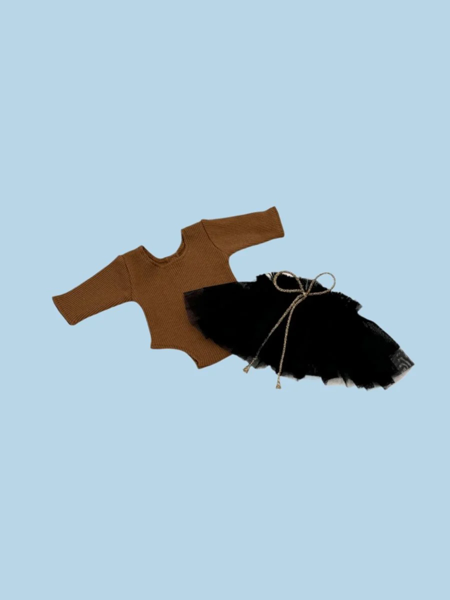 Minikane Doll Clothes | Doll Tutu Bodysuit - Espresso Noir (11" & 13" dolls) - Image 3