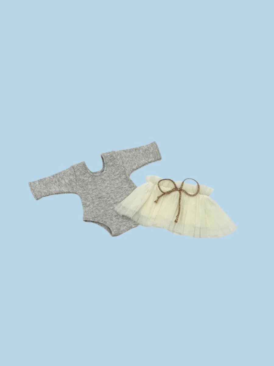 Minikane Doll Clothes | Doll Tutu Bodysuit - Silver Frost (11" & 13" dolls) - Image 3