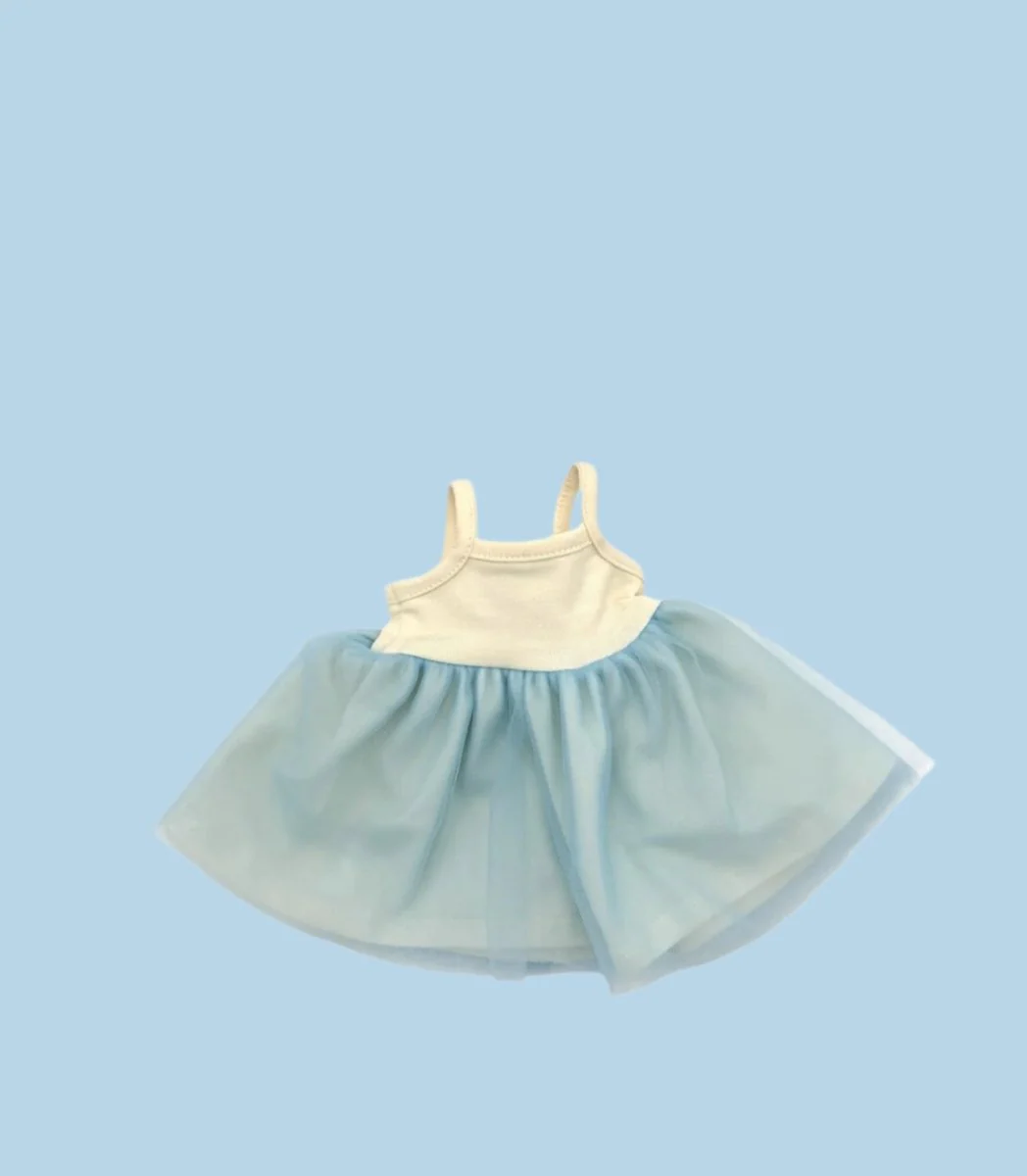 Doll Tutu Dress - Sky Blue & Ecru (13" dolls) - Image 2