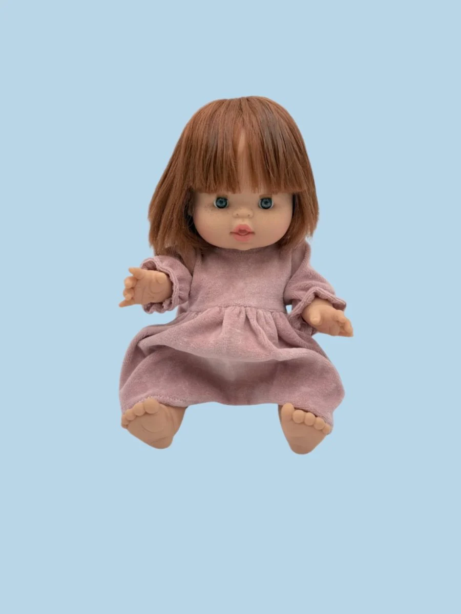 Minikane Doll Clothes | Doll Velvet Dress - Pink - Image 4