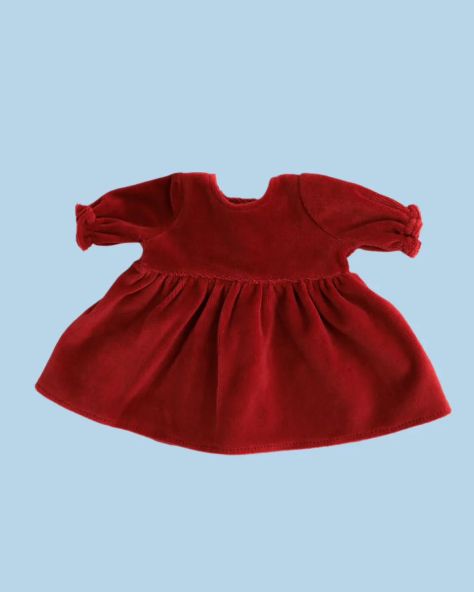 Minikane Doll Clothes | Doll Velvet Dress - Red (11" & 13" dolls) - Image 2