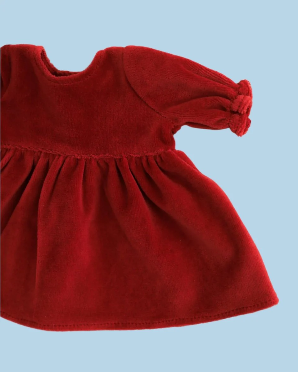 Minikane Doll Clothes | Doll Velvet Dress - Red (11" & 13" dolls) - Image 3
