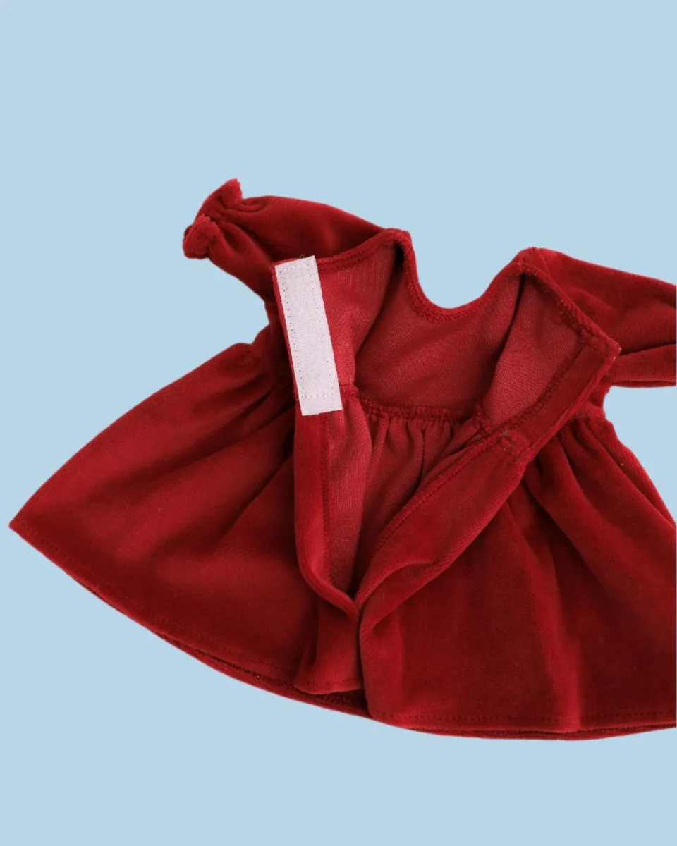 Minikane Doll Clothes | Doll Velvet Dress - Red (11" & 13" dolls) - Image 4