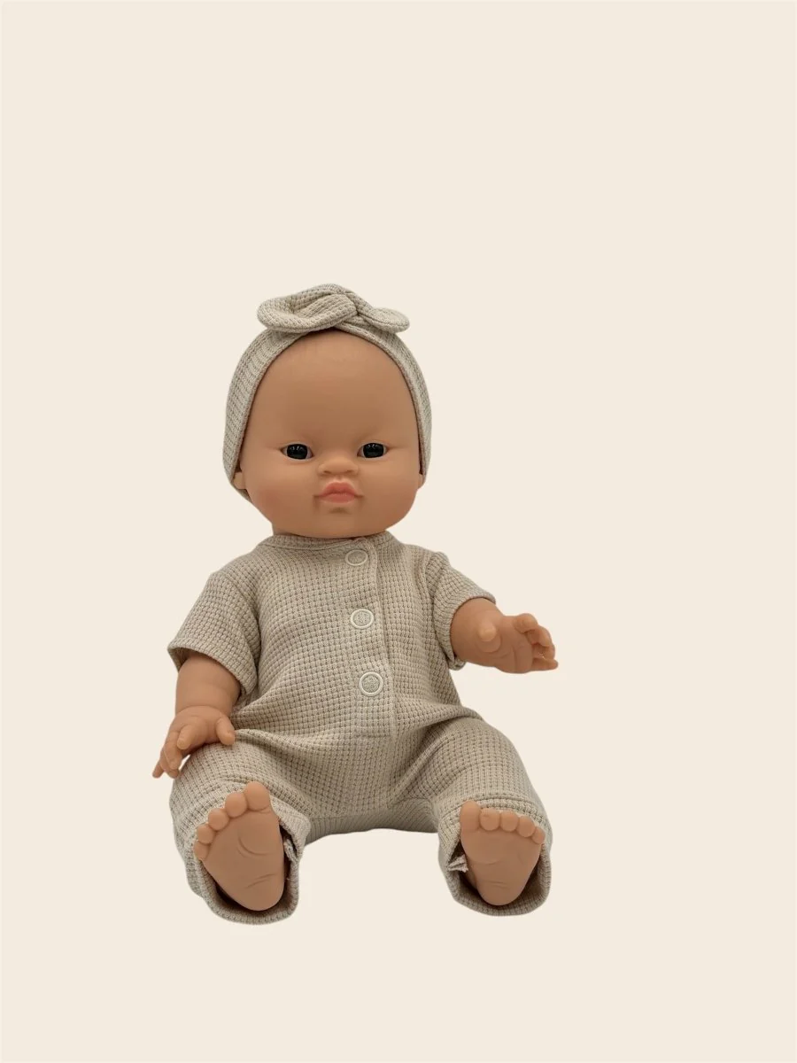 Minikane Doll Clothes | Honeycomb Jumpsuit - Ecru - Image 2
