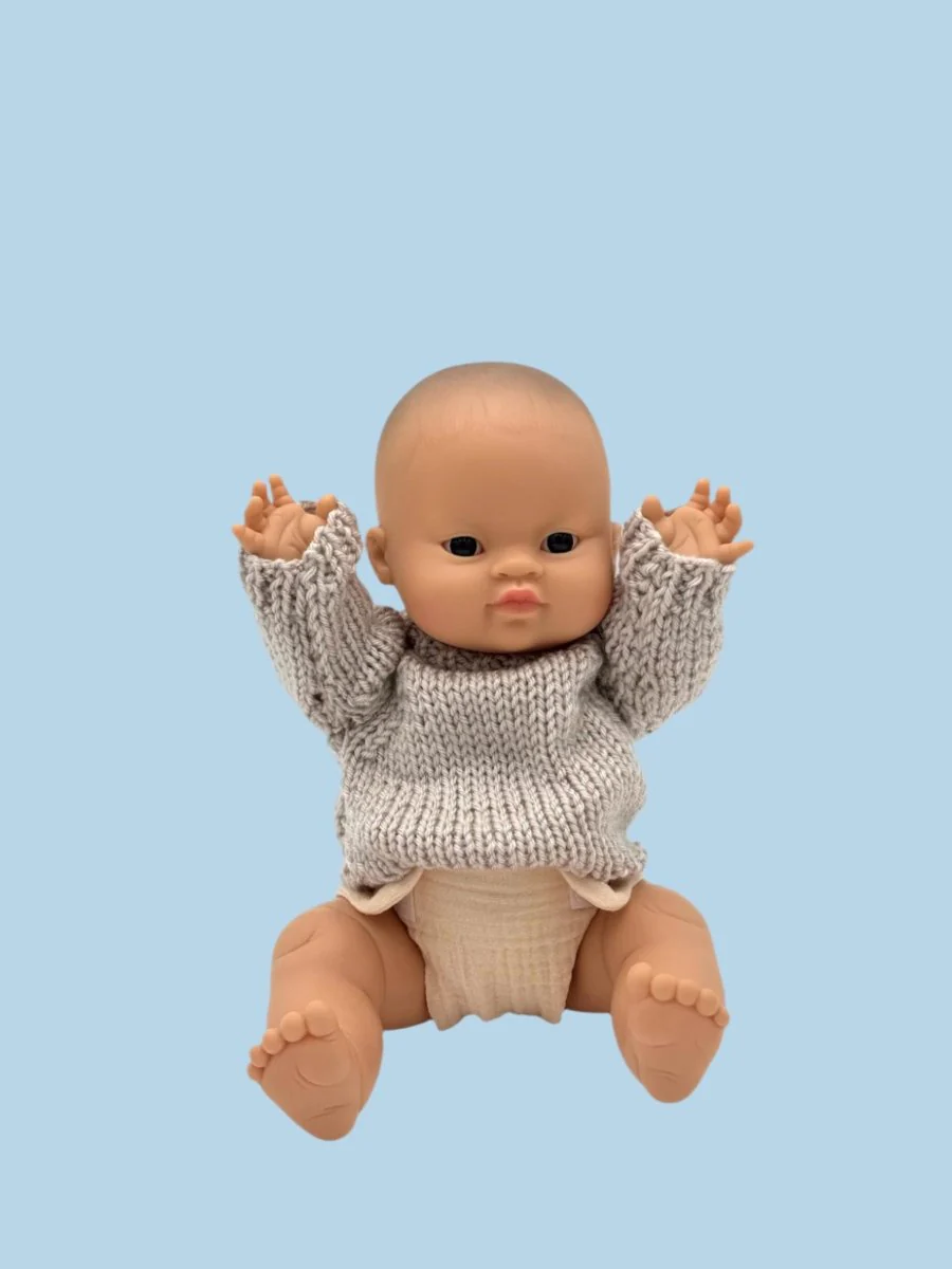 Minikane Doll Clothes | Knitted Pullover - Beige (11" & 13" dolls) - Image 4