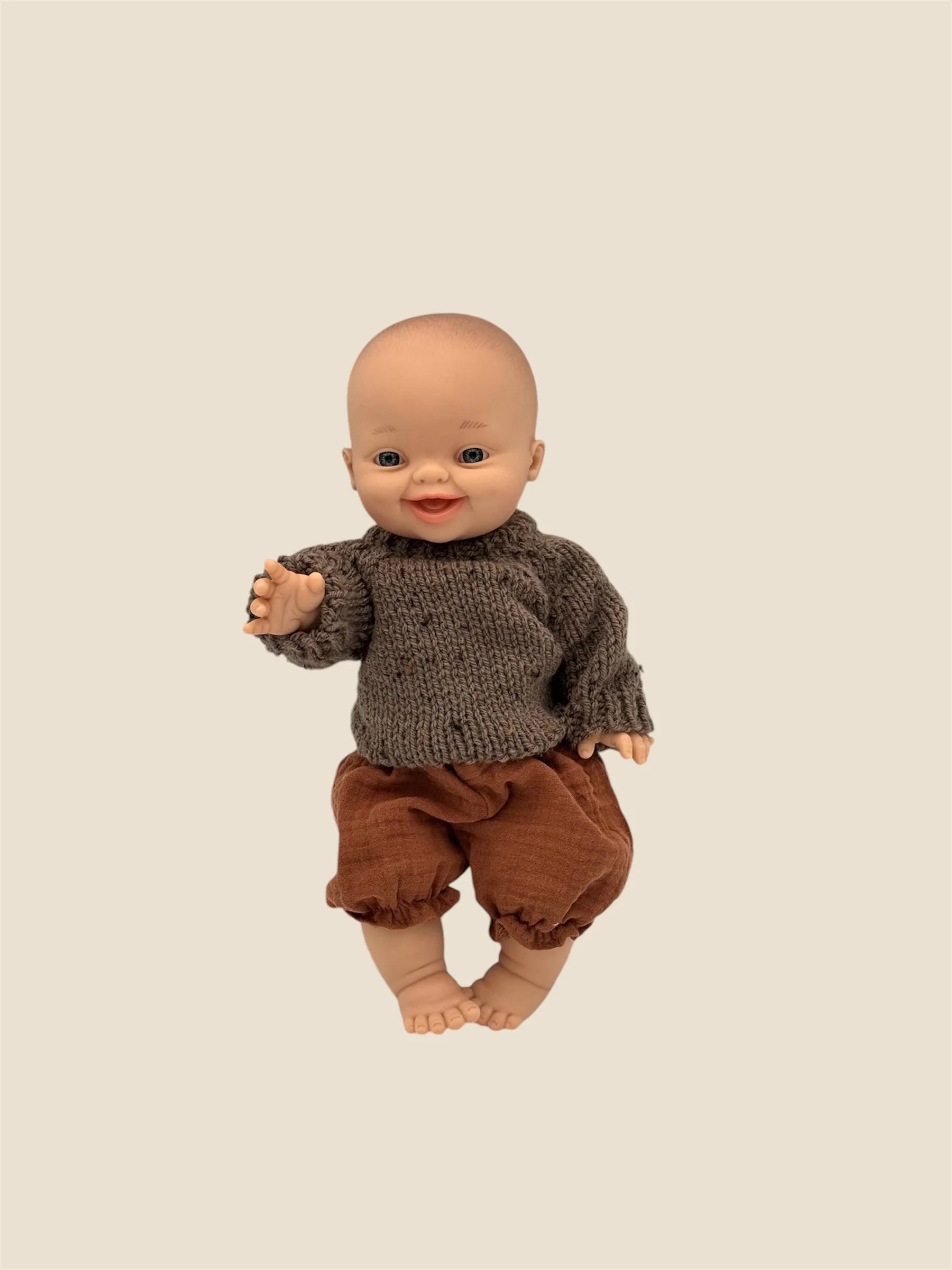 Minikane Doll Clothes | Knitted Pullover - Chocolate - Image 2