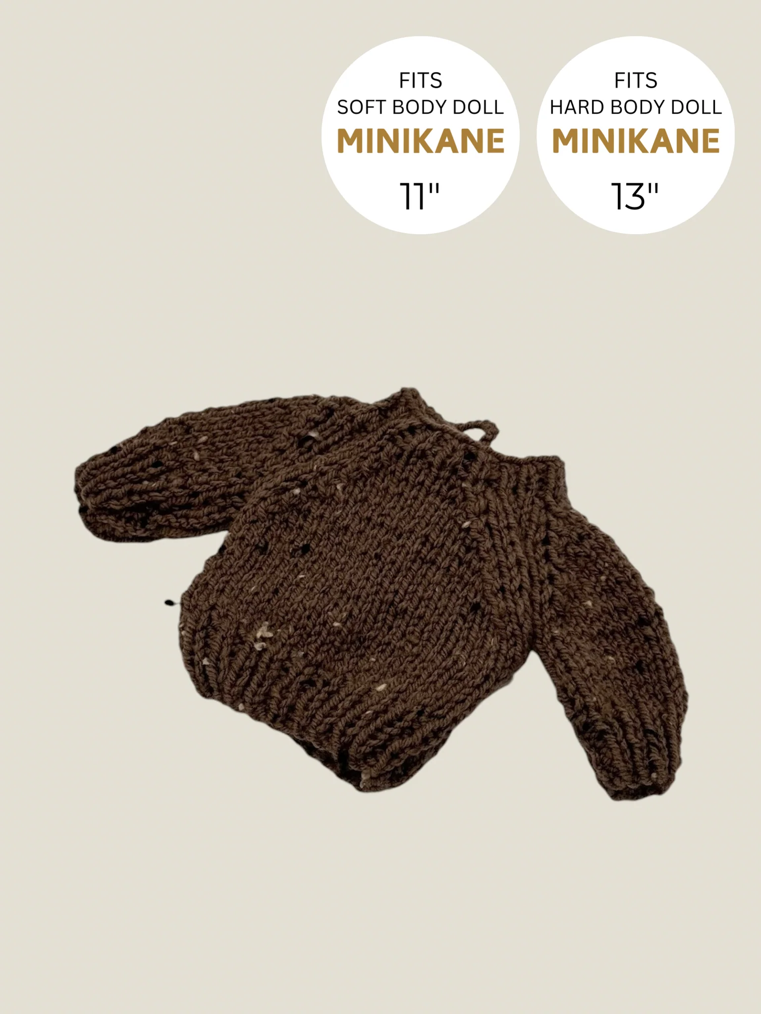 Minikane Doll Clothes | Knitted Pullover - Chocolate - Image 3