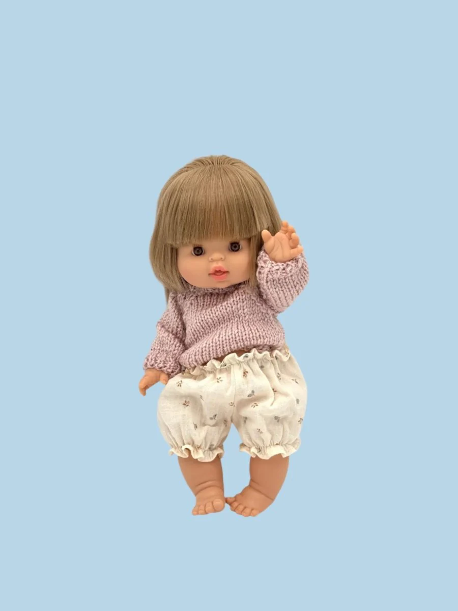 Minikane Doll Clothes | Knitted Pullover - Dusty Pink (11" & 13" dolls) - Image 4