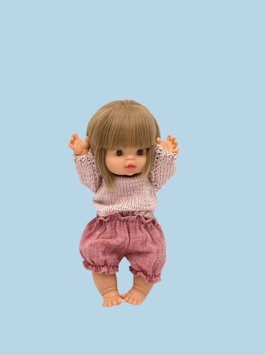 Minikane Doll Clothes | Knitted Pullover - Dusty Pink (11" & 13" dolls) - Image 5