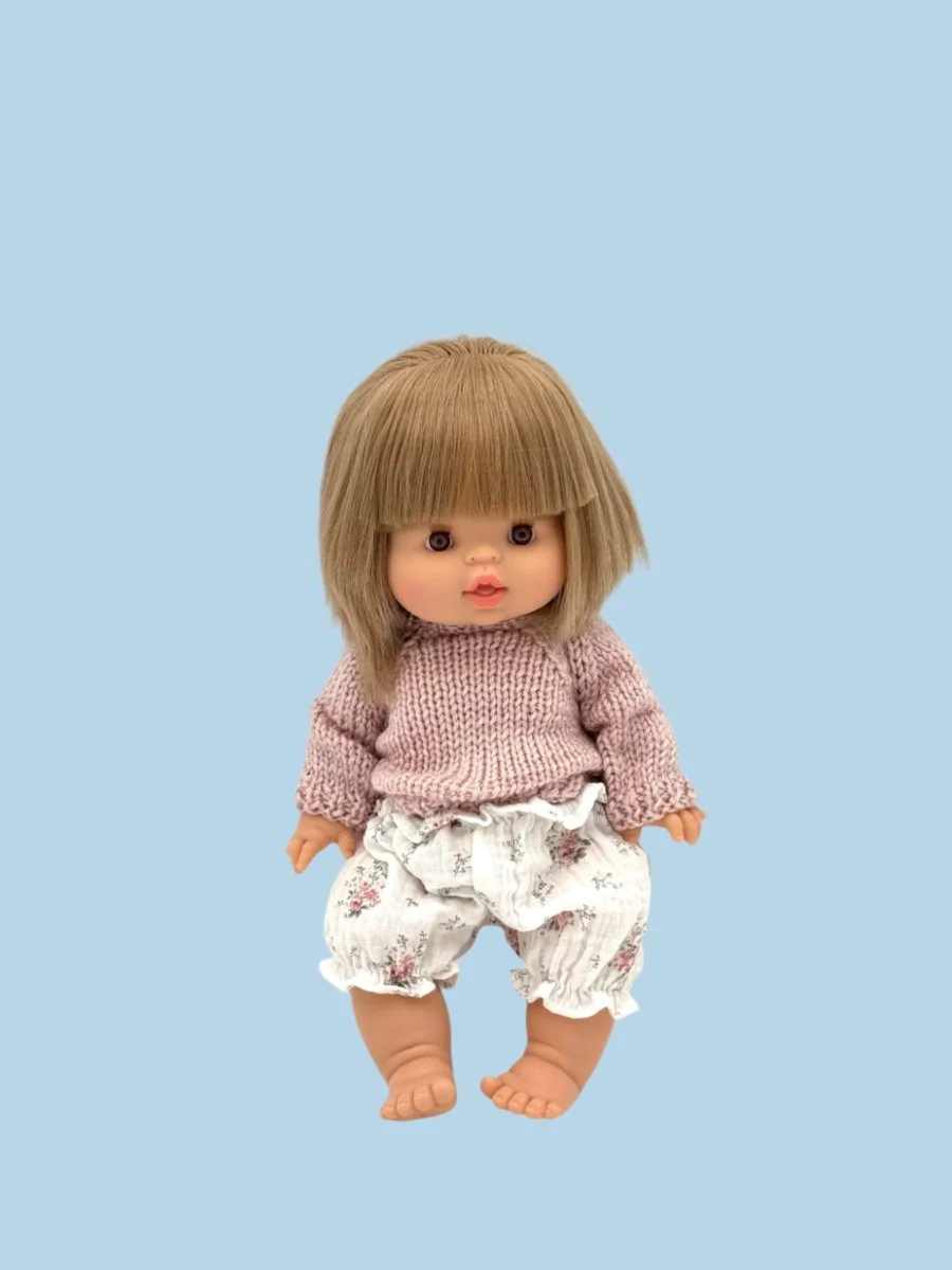 Minikane Doll Clothes | Knitted Pullover - Dusty Pink (11" & 13" dolls) - Image 6