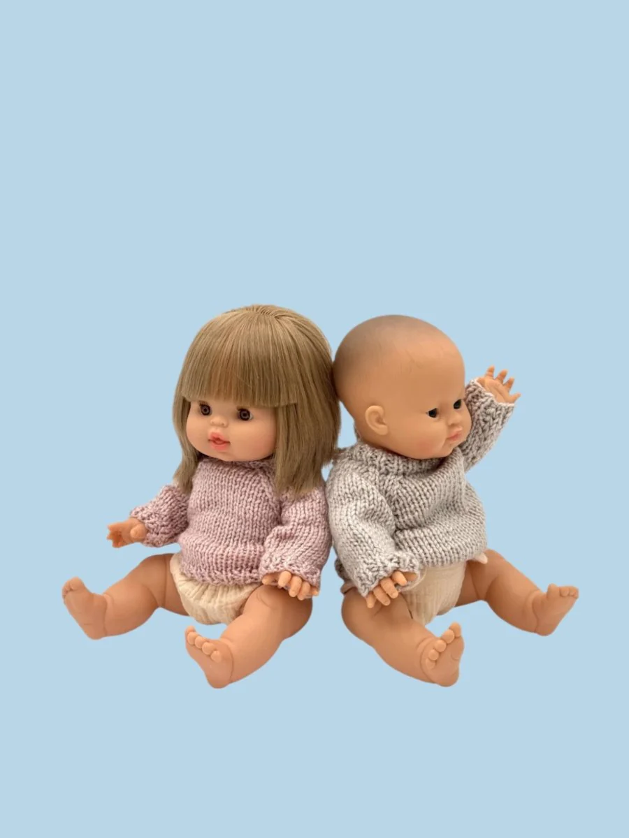Minikane Doll Clothes | Knitted Pullover - Dusty Pink (11" & 13" dolls) - Image 8