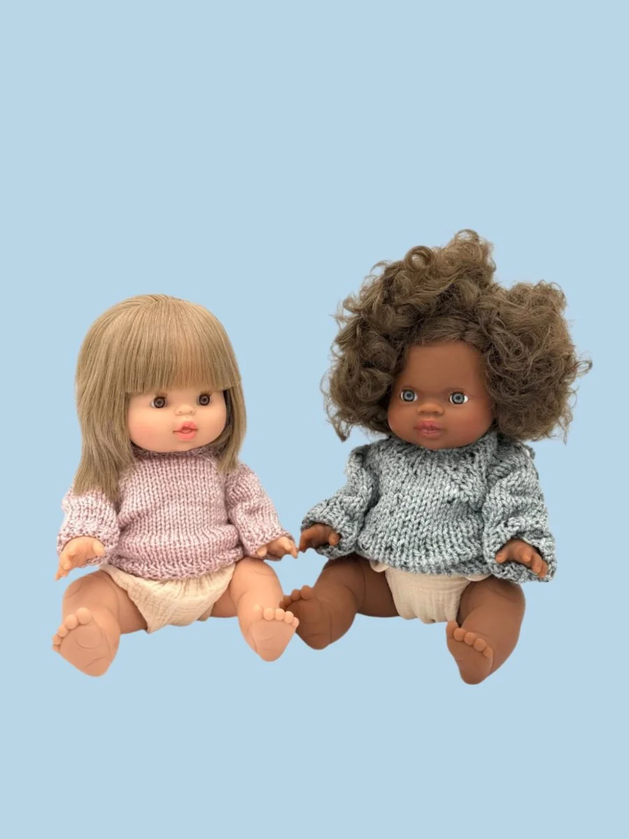 Minikane Doll Clothes | Knitted Pullover - Grey (11" & 13" dolls) - Image 4