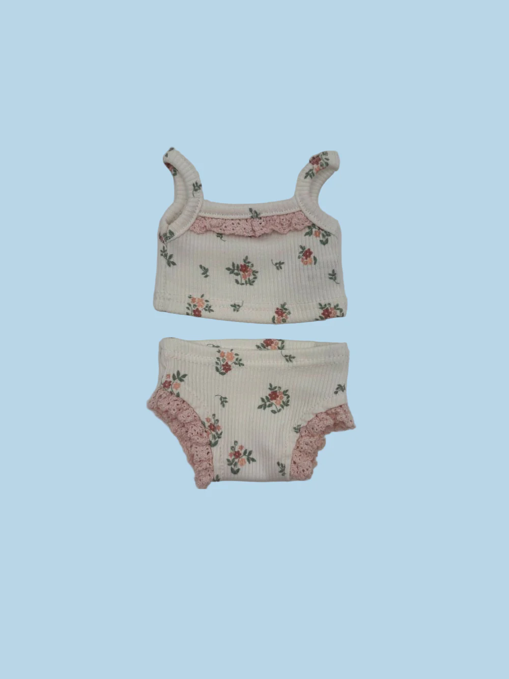 Minikane Doll Clothes | Ribbed Two-Piece Doll Outfit - Coral Bloom (13" dolls) - Image 2