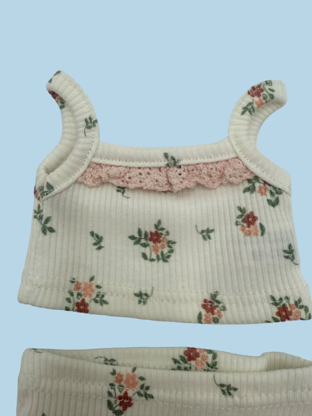Minikane Doll Clothes | Ribbed Two-Piece Doll Outfit - Coral Bloom (13" dolls) - Image 3