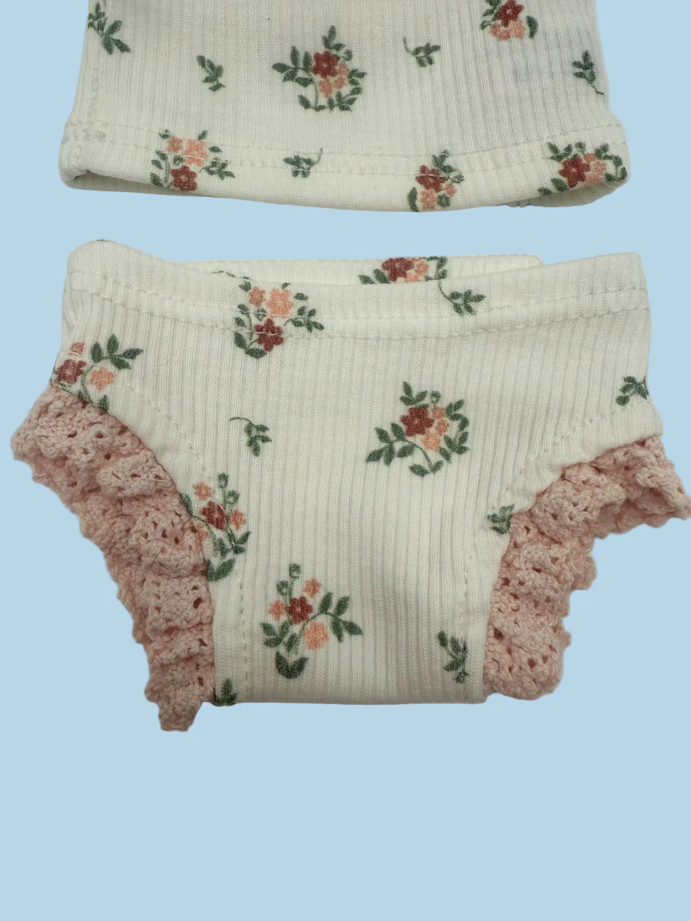 Minikane Doll Clothes | Ribbed Two-Piece Doll Outfit - Coral Bloom (13" dolls) - Image 4