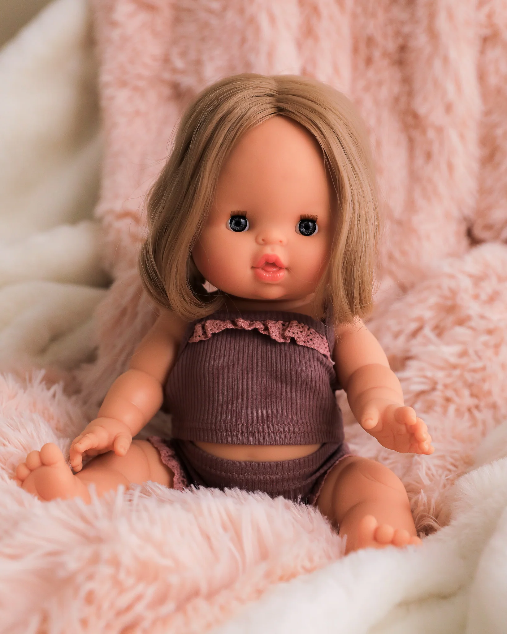 Minikane Doll Clothes | Ribbed Two-Piece Doll Outfit - Dark Orchid - Image 3