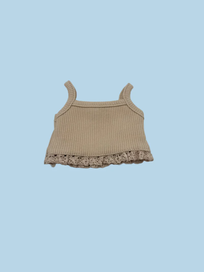 Minikane Doll Clothes | Ribbed Two-Piece Doll Outfit - Latte (13" dolls) - Image 4