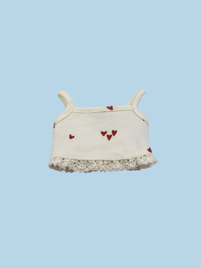 Minikane Doll Clothes | Ribbed Two-Piece Doll Outfit - Pink Hearts (13" dolls) - Image 3