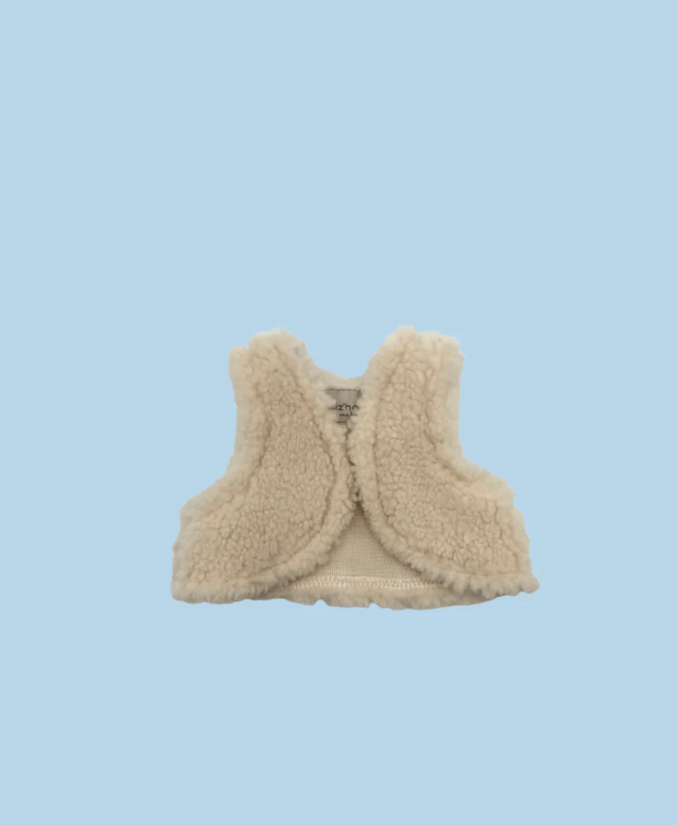 Minikane Doll Clothes | Sherpa Vest - Ecru (11" & 13" dolls) - Image 2