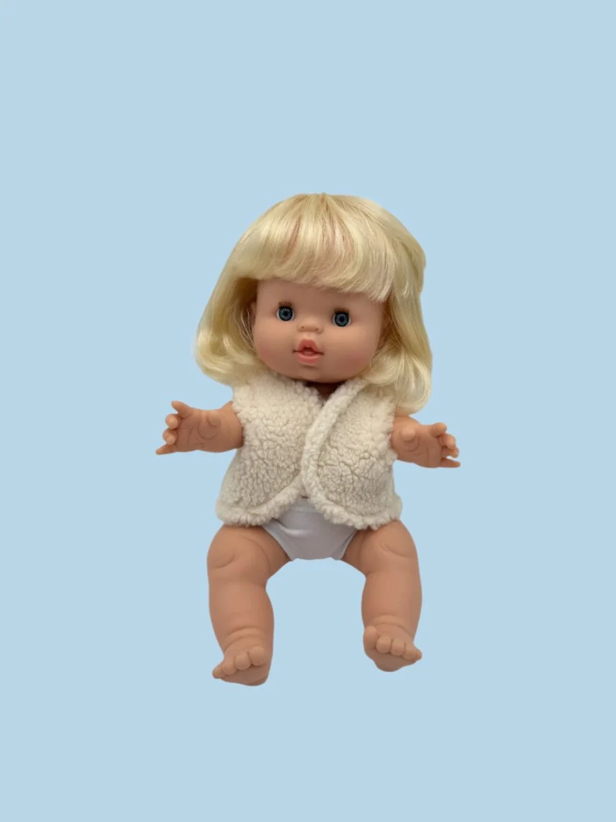 Minikane Doll Clothes | Sherpa Vest - Ecru (11" & 13" dolls) - Image 3