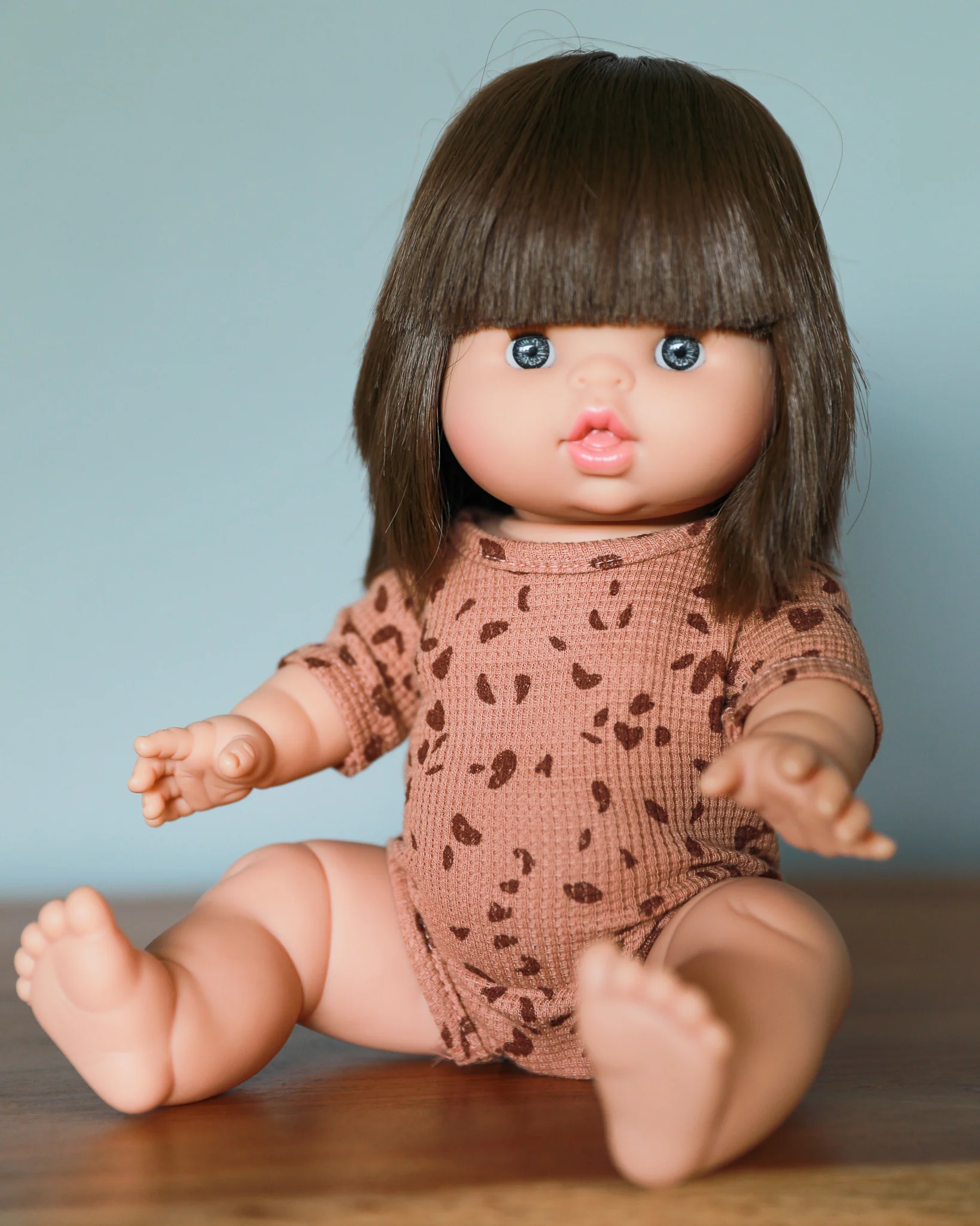 Minikane Doll Clothes | Short Sleeved Baby Doll Bodysuit (Brown pebbles) - Image 2