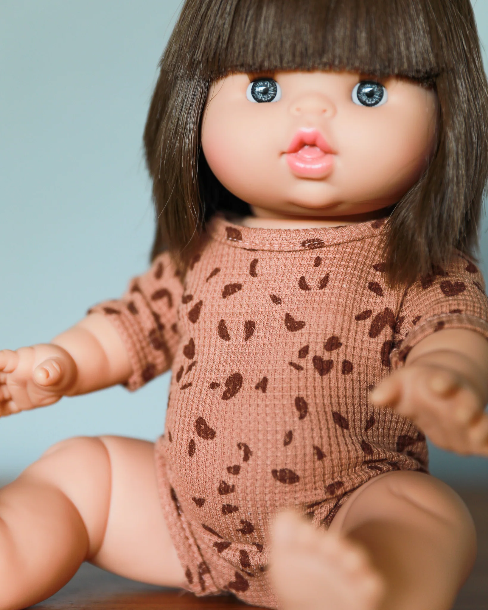 Minikane Doll Clothes | Short Sleeved Baby Doll Bodysuit (Brown pebbles) - Image 3