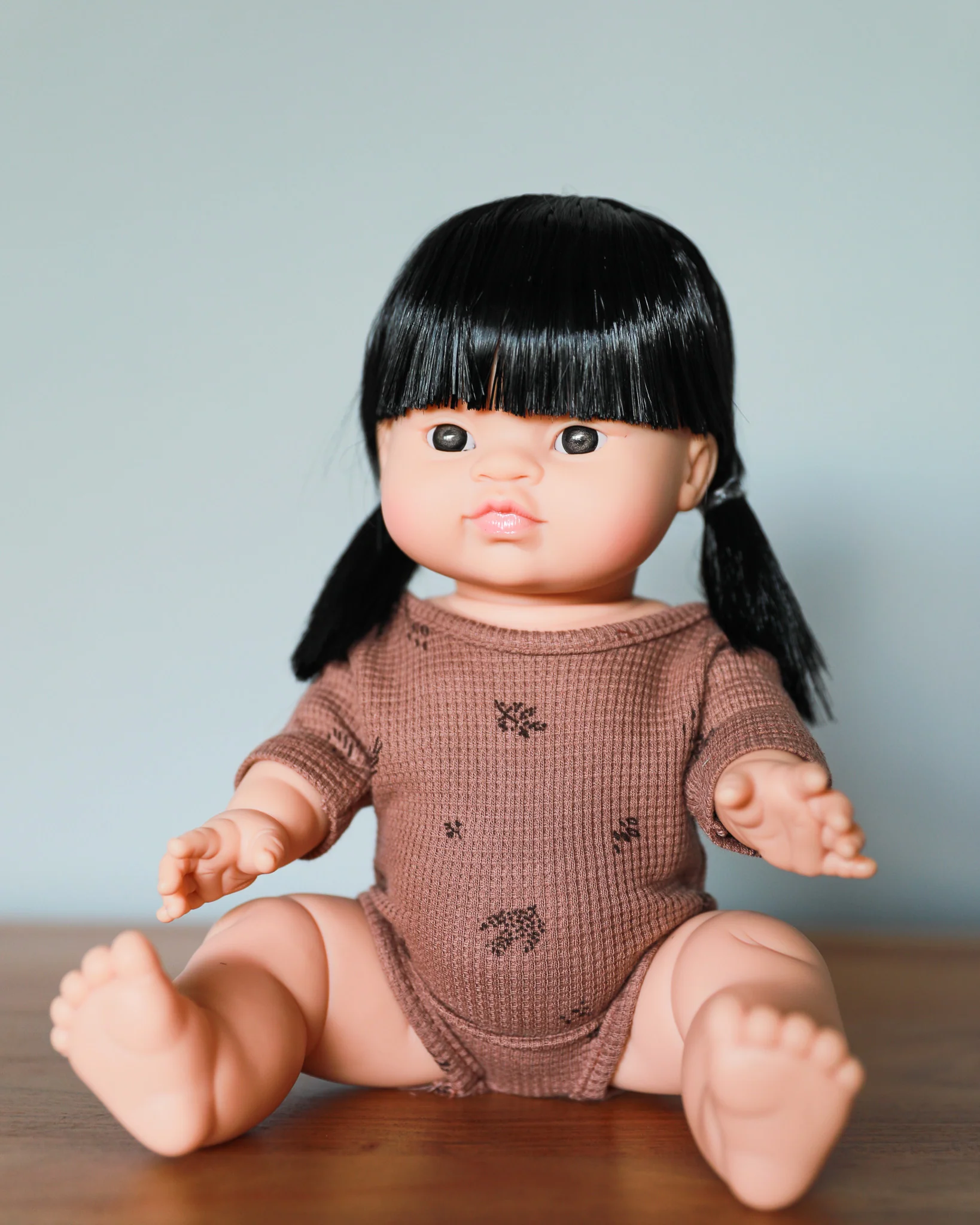 Minikane Doll Clothes | Short Sleeved Baby Doll Bodysuit (Chestnut) - Image 2
