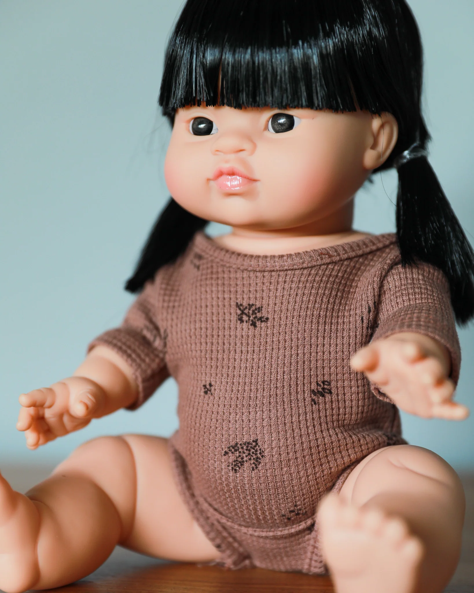 Minikane Doll Clothes | Short Sleeved Baby Doll Bodysuit (Chestnut) - Image 3