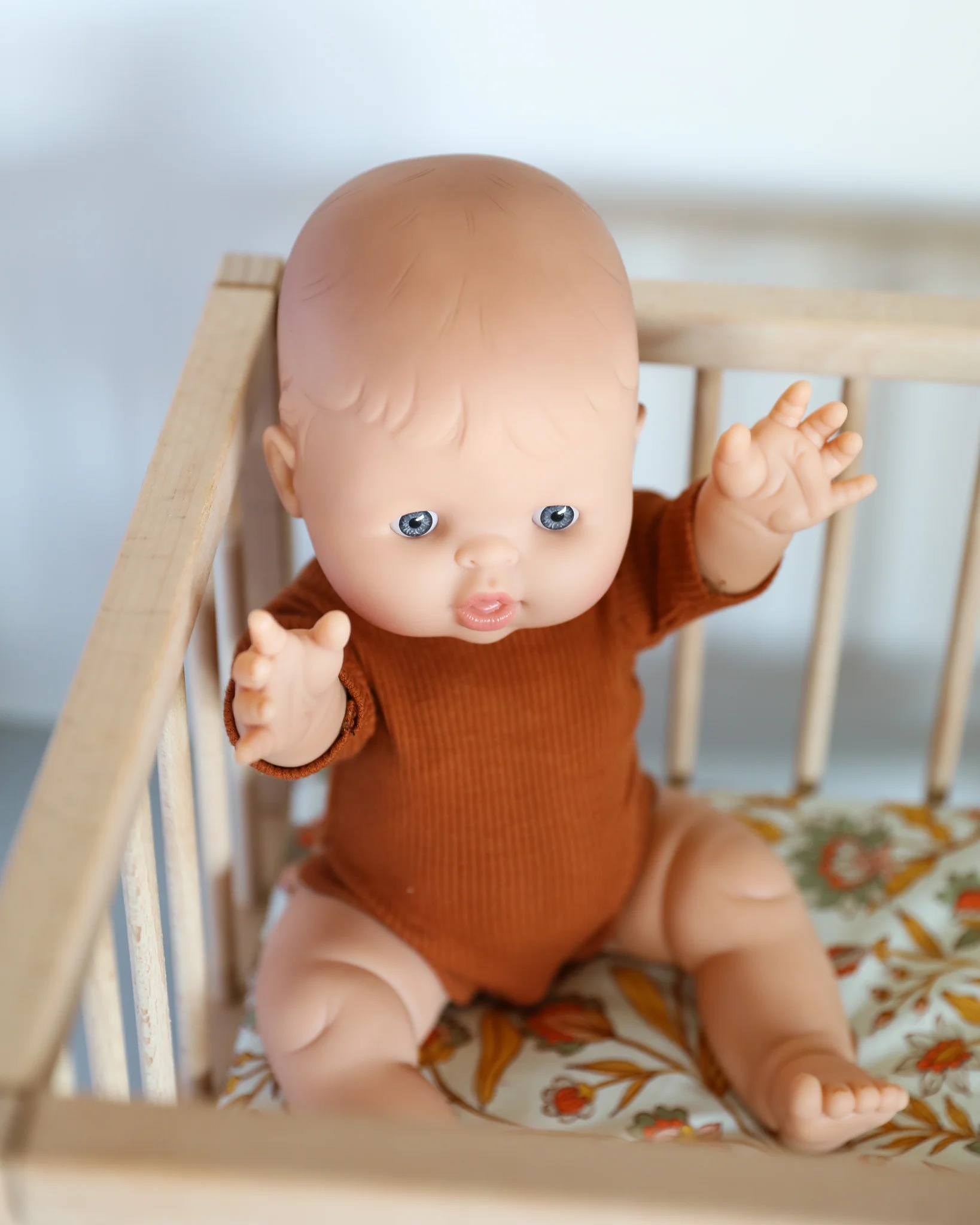 Minikane Doll Clothes | Short Sleeved Doll Bodysuit - Caramel - Image 4