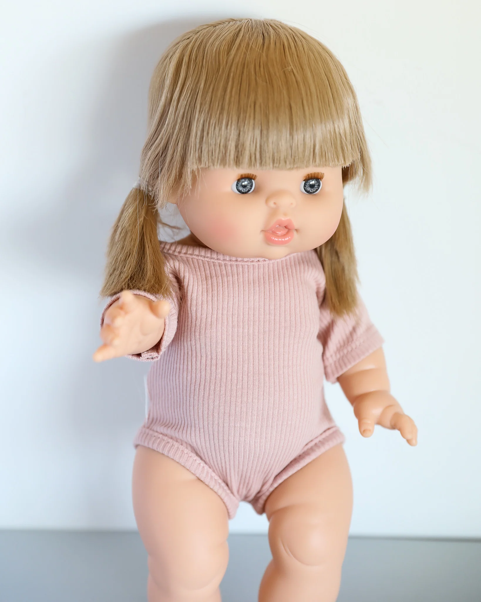 Minikane Doll Clothes | Short Sleeved Doll Bodysuit - Soft Pink - Image 4