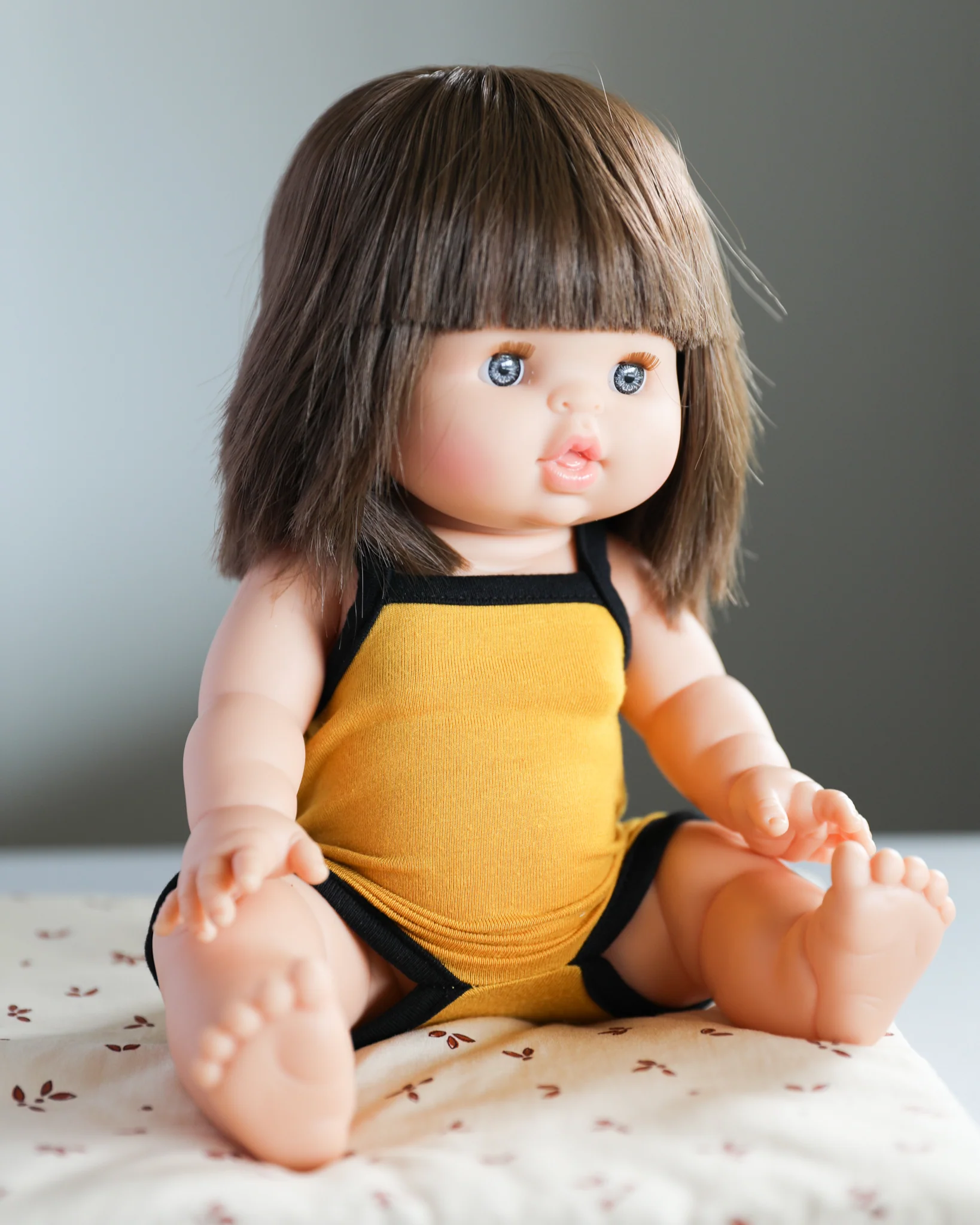 Minikane Doll Clothes | Sleeveless Retro Doll Bodysuit - Mustard - Image 3