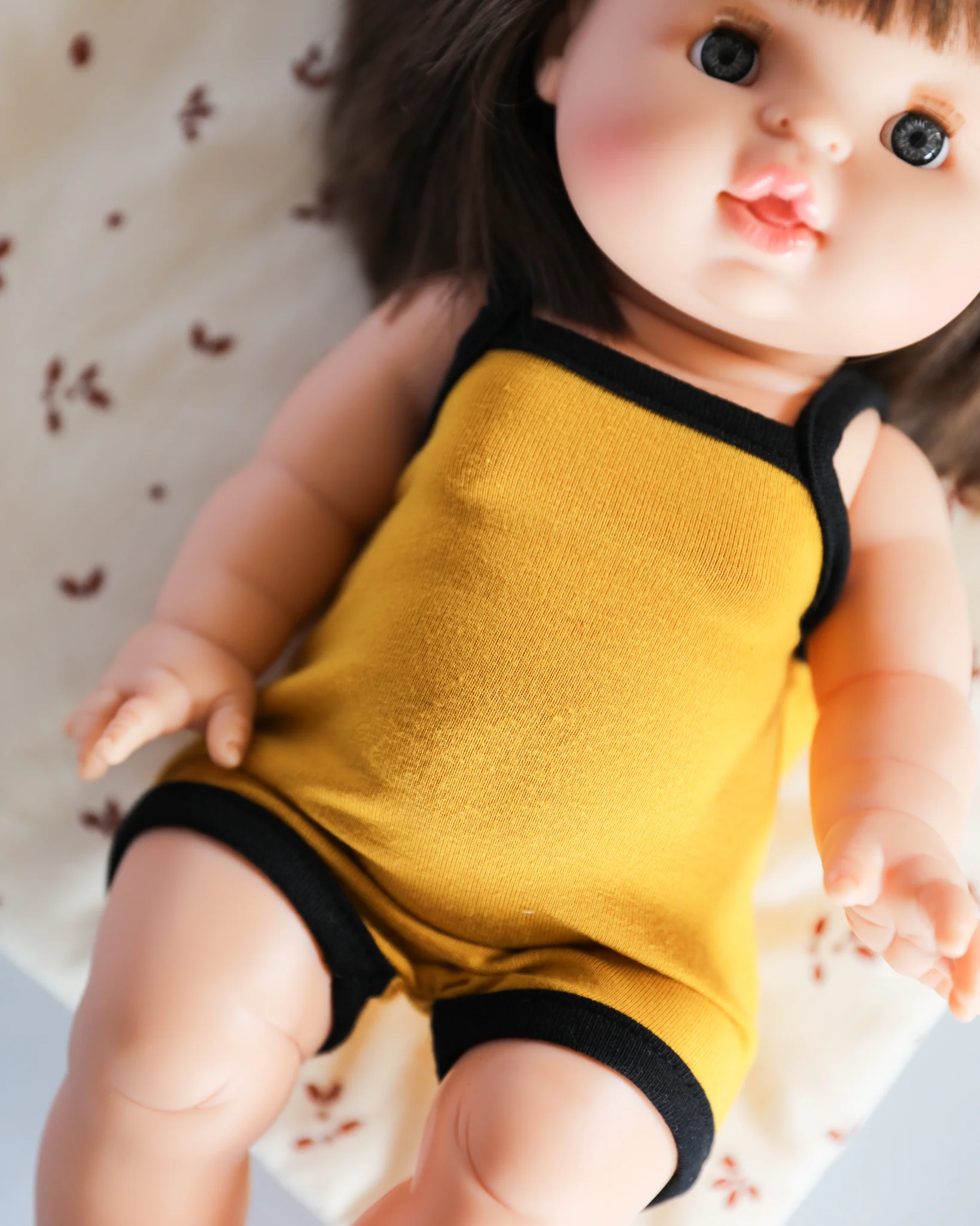 Minikane Doll Clothes | Sleeveless Retro Doll Bodysuit - Mustard - Image 4