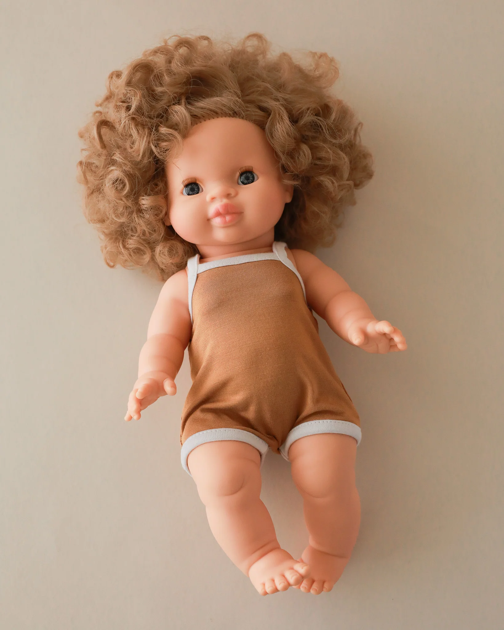 Minikane Doll Clothes | Sleeveless Retro Doll Bodysuit - Brown - Image 2