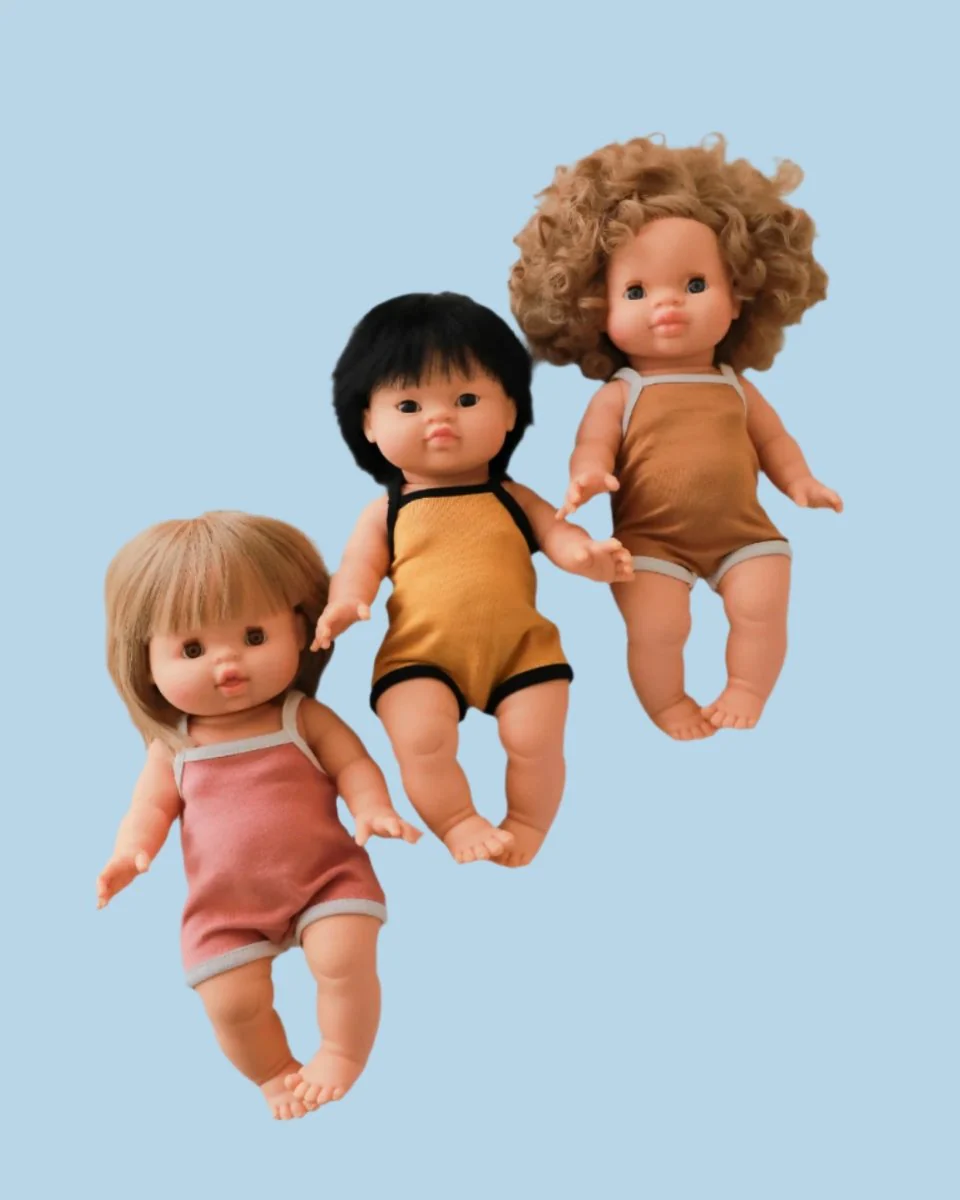 Minikane Doll Clothes | Sleeveless Retro Doll Bodysuit - Mustard - Image 3