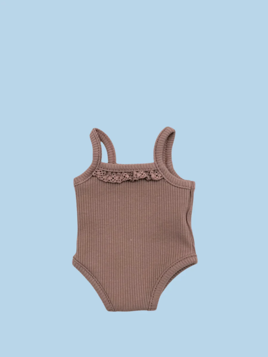 Minikane Doll Clothes | Sleeveless Ribbed Doll Onesie - Lavender - Image 2