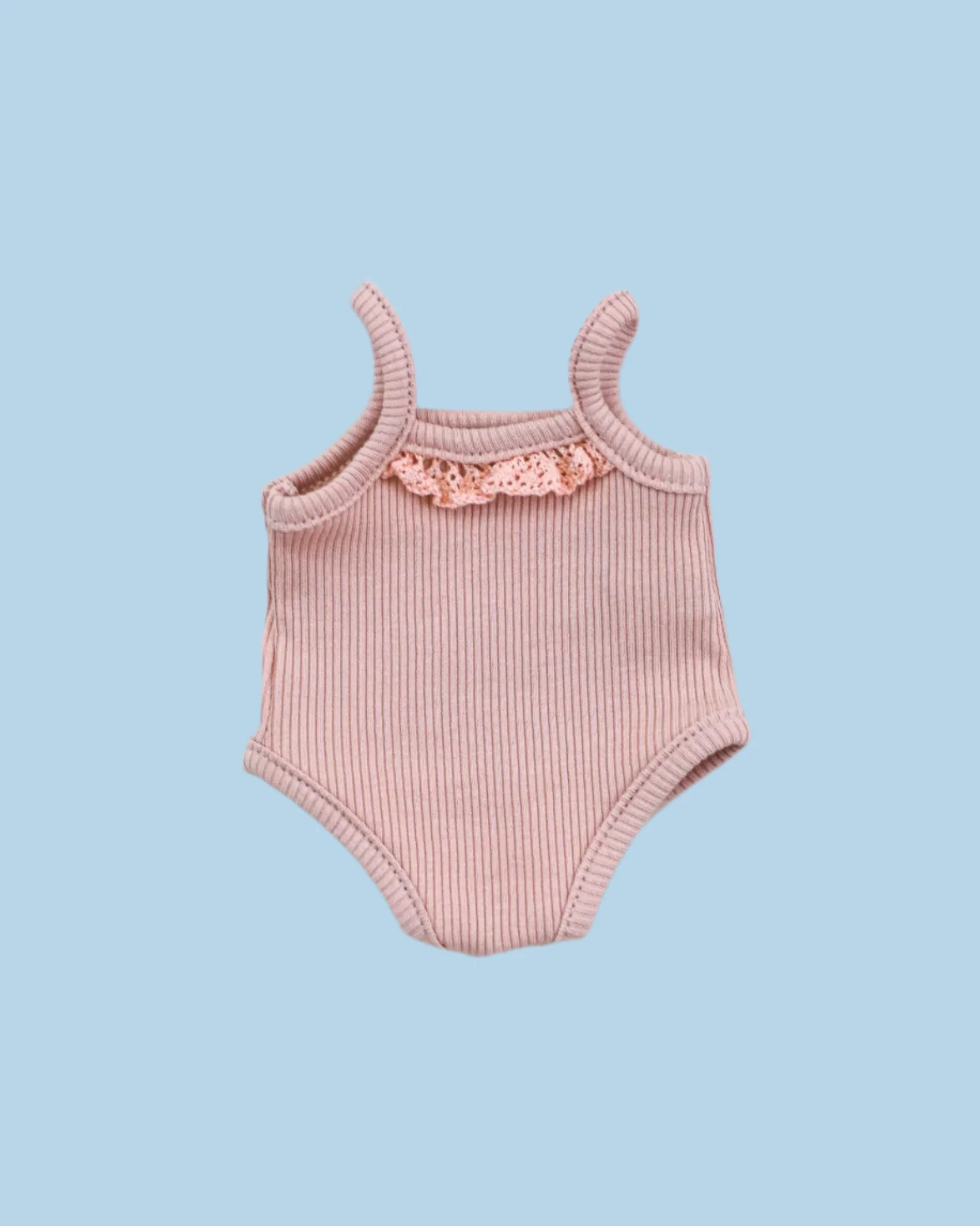 Minikane Doll Clothes | Sleeveless Ribbed Doll Onesie - Petal - Image 2