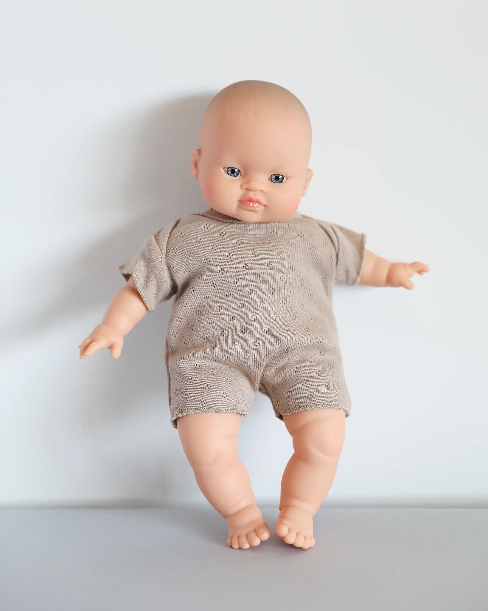 Minikane Doll Clothes | Soft Body Doll Cotton Romper (Beige) - Image 3