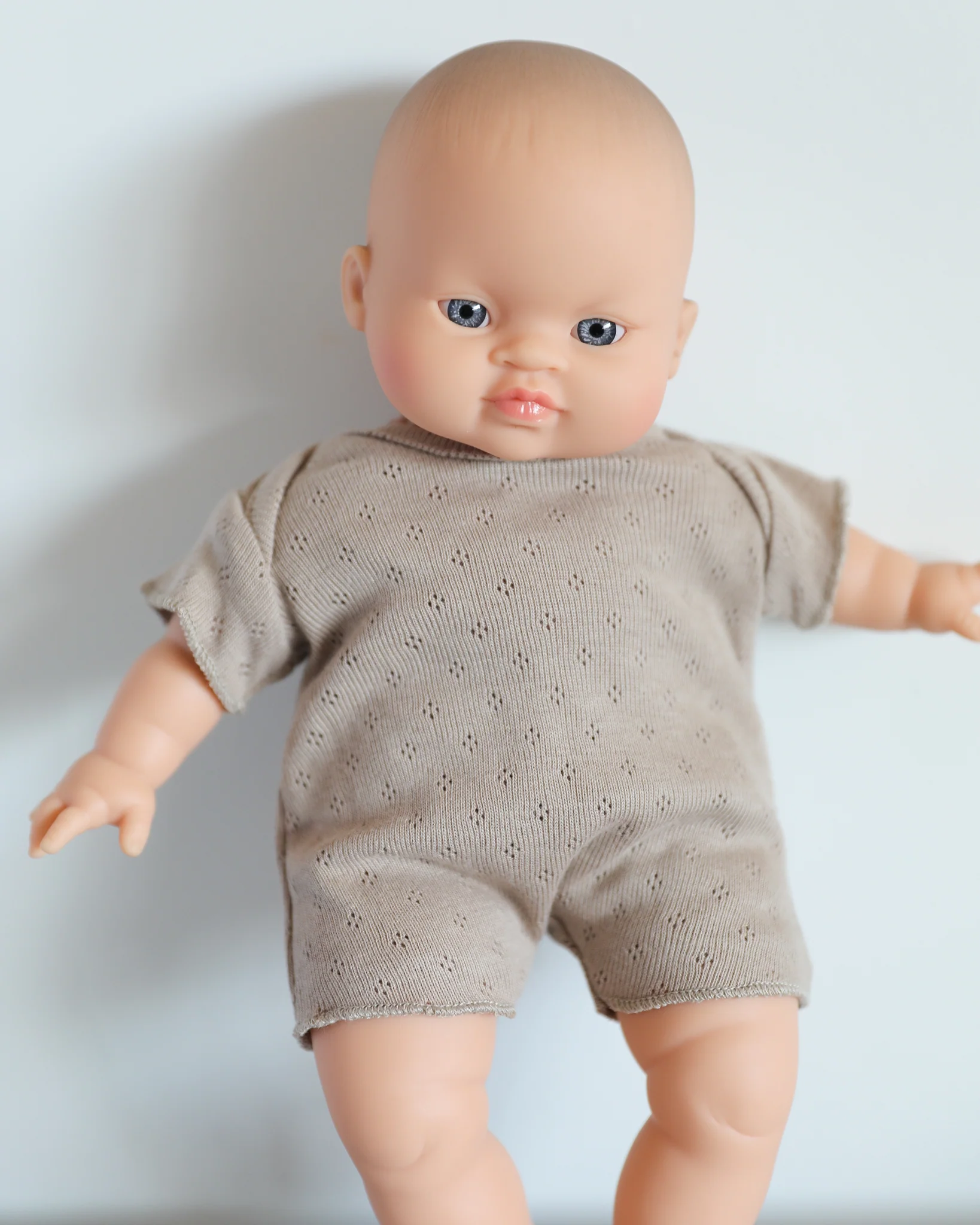 Minikane Doll Clothes | Soft Body Doll Cotton Romper (Beige) - Image 4